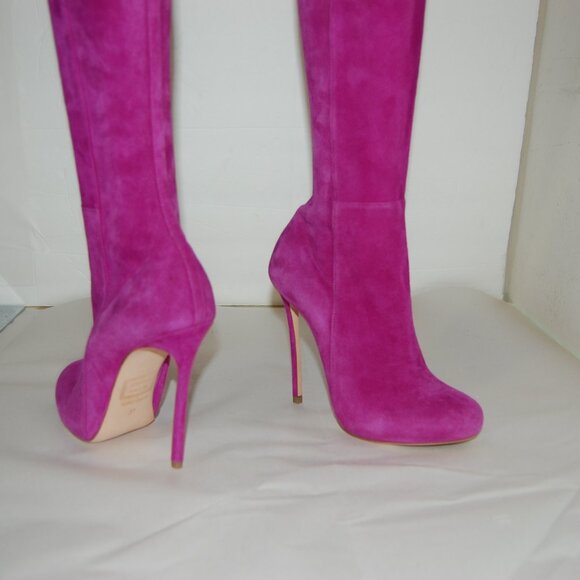 37/7❤️ DSQUARED2 Stretch Suede Leather Over Knee High Heels Mid Calf Tall BOOTS - Picture 12 of 14